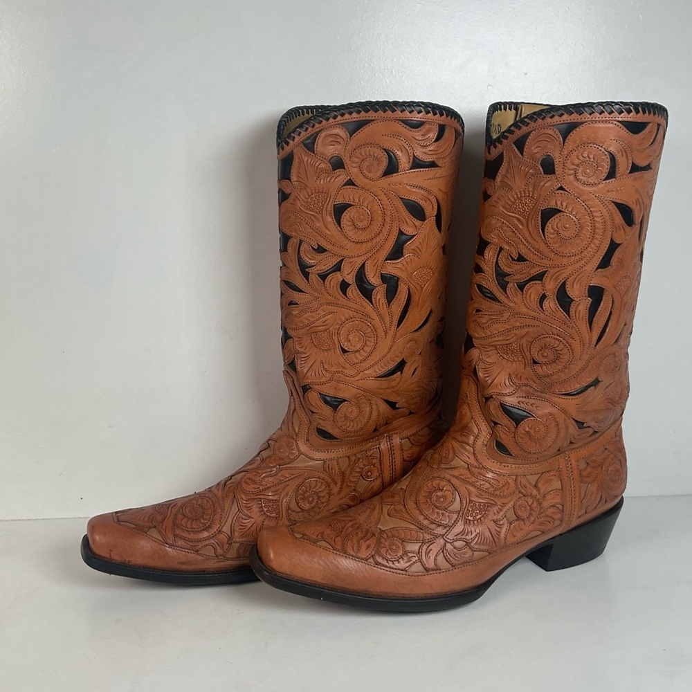 Carrie Cameron Designs Cowboy Boots | Fully Hand Tooled | Men’s 12.5